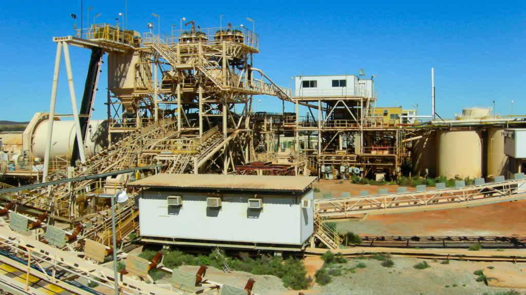 Industrial facility with machinery and structures