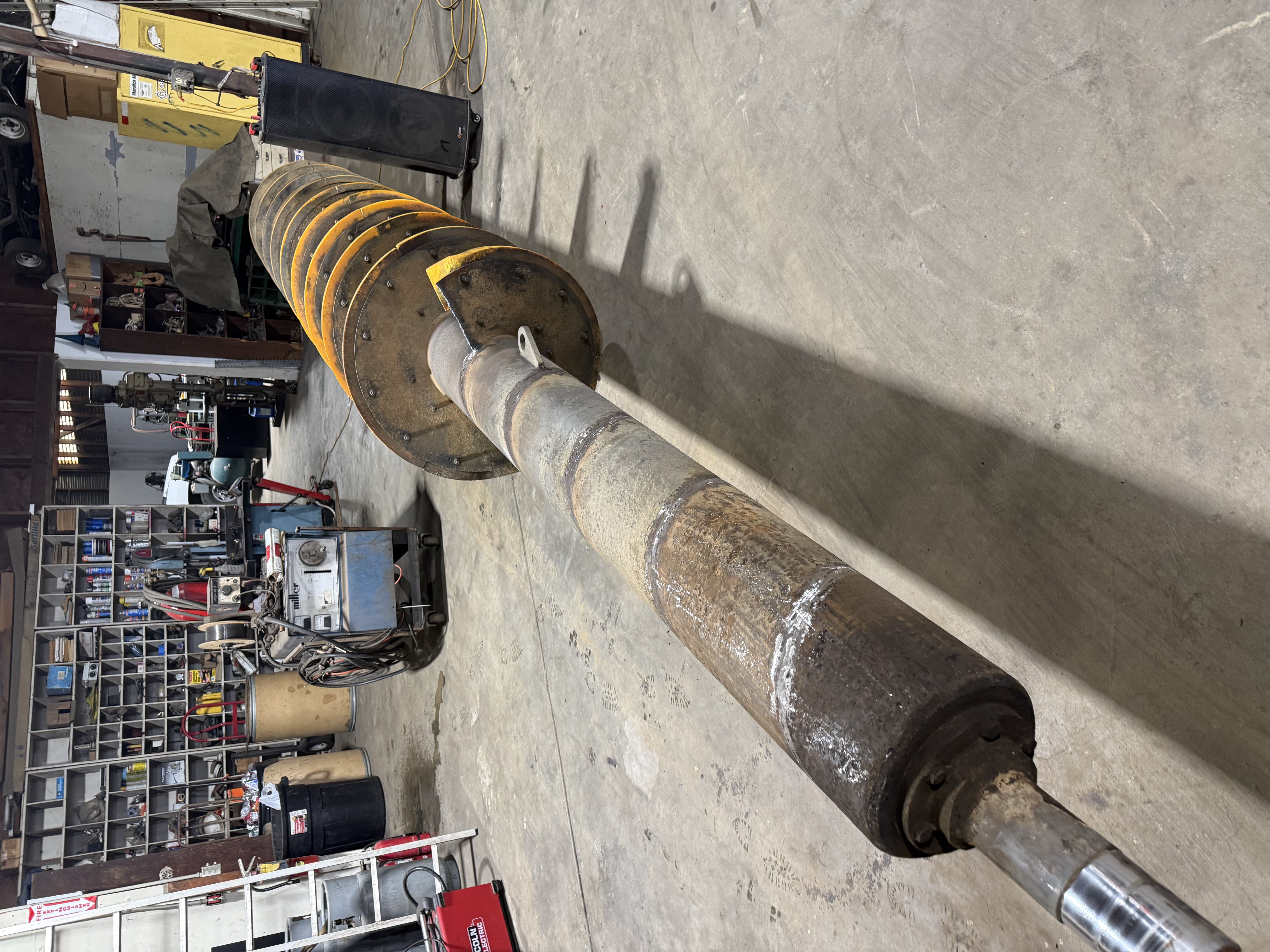 Conveyor frames being reinforced and rebuilt at Apache fabrication facility